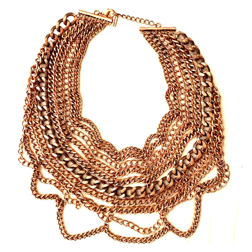 BaubleBar Courtney Brass Multi Chain Bib Necklace